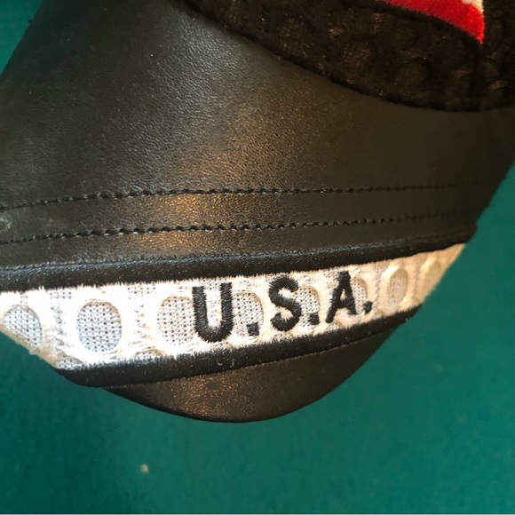 US Honor Textured Ball Cap w Leather-Look Brim American Eagle & US Flag - Picture 6 of 11